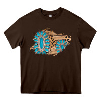 Chocolate Brown gemstone wood leopard patch Heavy Core Tee - AdoDesignShop