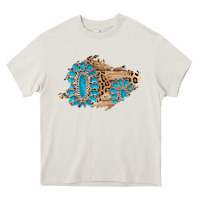 Cream gemstone wood leopard patch Heavy Core Tee - AdoDesignShop