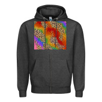 Charcoal Heather Pride rainbow leopard design Zipper Hoodie - FaDigitalArtStudio