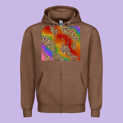Pride Rainbow Leopard Design Zipper Hoodie Designed By Fadigitalartstudio