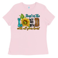 Bubblegum Pink trust in the lord with all your heart Ladies Tee - NancyCooperArtShop