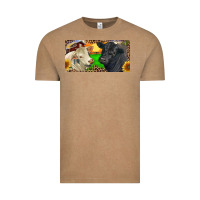 Vintage Coffee Charolais Bull And Black Angus Bull With Farm Vintage Tee - RanaPortraitStore
