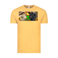 Vintage Mustard Charolais Bull And Black Angus Bull With Farm Vintage Tee - RanaPortraitStore