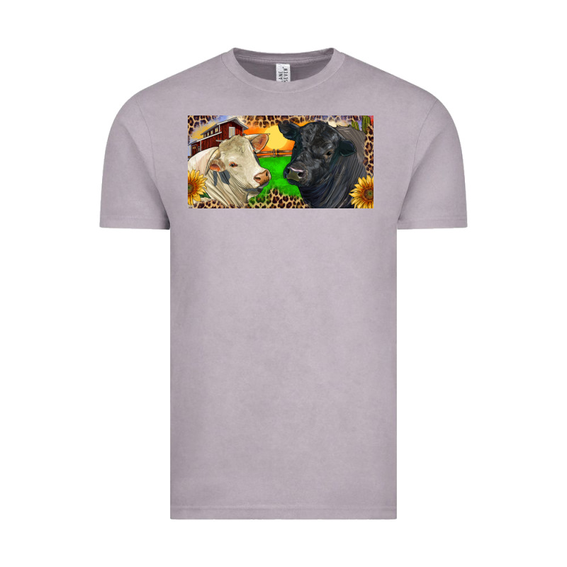 Charolais Bull And Black Angus Bull With Farm Vintage Tee by RanaPortraitStore | Teevron