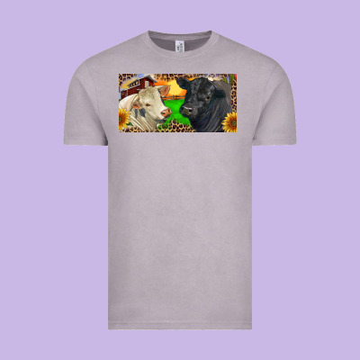 Charolais Bull And Black Angus Bull With Farm Vintage Tee Designed By Ranaportraitstore