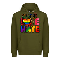 Army Green spread love not hate Premium Hoodie - FaDigitalArtStudio