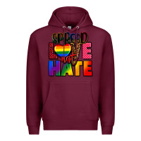 Burgundy spread love not hate Premium Hoodie - FaDigitalArtStudio