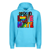 Ocean Blue spread love not hate Premium Hoodie - FaDigitalArtStudio