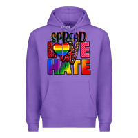 Purple spread love not hate Premium Hoodie - FaDigitalArtStudio