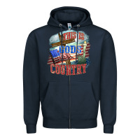 Navy This is gods country Zipper Hoodie - FaDigitalArtStudio