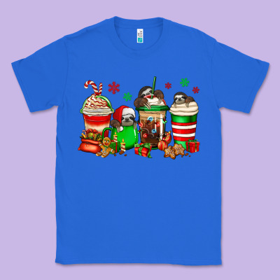 Christmas Sloth Coffee Cups Classic Tee Designed By Jasminsmagicworld