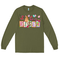 Army Green He is risen Long Sleeve Tee - NancyCooperArtShop