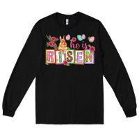 Black He is risen Long Sleeve Tee - NancyCooperArtShop