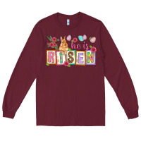 Burgundy He is risen Long Sleeve Tee - NancyCooperArtShop