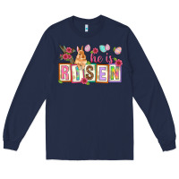 Navy He is risen Long Sleeve Tee - NancyCooperArtShop