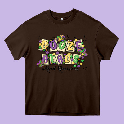 Booze Beads Heavy Core Tee Designed By Maliassmallbusiness