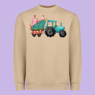 Christmas Tree Tractor Heavyweight Sweatshirt Designed By Cowgirlartshop