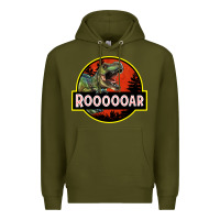 Army Green t rex roaring Premium Hoodie - RanaPortraitStore