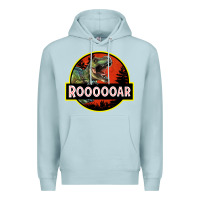 Blue Mist t rex roaring Premium Hoodie - RanaPortraitStore