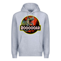 Heather Grey t rex roaring Premium Hoodie - RanaPortraitStore