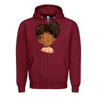 Burgundy black girl Zipper Hoodie - FaDigitalArtStudio