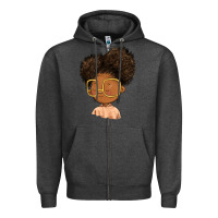 Charcoal Heather black girl Zipper Hoodie - FaDigitalArtStudio