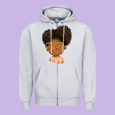 Black Girl Zipper Hoodie Designed By Fadigitalartstudio