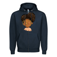 Navy black girl Zipper Hoodie - FaDigitalArtStudio