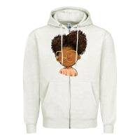Oatmeal Heather black girl Zipper Hoodie - FaDigitalArtStudio