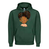 Sports Green black girl Zipper Hoodie - FaDigitalArtStudio