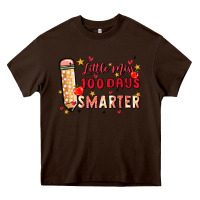Chocolate Brown little miss 100 days smarter Heavy Core Tee - MaliasSmallBusiness