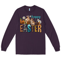 Plum Happy Easter with Cowboy Long Sleeve Tee - NancyCooperArtShop