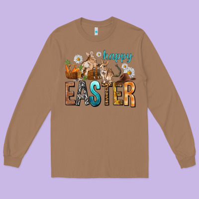 Happy Easter With Cowboy Long Sleeve Tee Designed By Nancycooperartshop