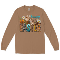 Toasted Coconut Happy Easter with Cowboy Long Sleeve Tee - NancyCooperArtShop