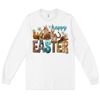 White Happy Easter with Cowboy Long Sleeve Tee - NancyCooperArtShop