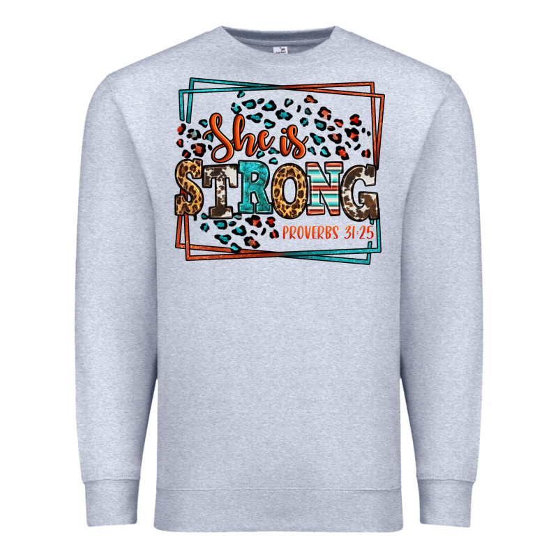 She Is Strong Proverbs 31:25 Premium Sweatshirt by LillyAllenDesigns | Teevron