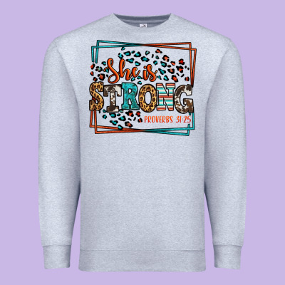 She Is Strong Proverbs 31:25 Premium Sweatshirt Designed By Lillyallendesigns