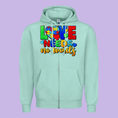 Love Needs No Words Zipper Hoodie Designed By Fadigitalartstudio