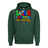 Sports Green Love needs no words Zipper Hoodie - FaDigitalArtStudio