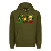 Army Green Peace love Juneteenth Premium Hoodie - FaDigitalArtStudio