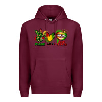Burgundy Peace love Juneteenth Premium Hoodie - FaDigitalArtStudio