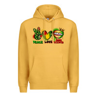 Mustard Peace love Juneteenth Premium Hoodie - FaDigitalArtStudio