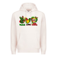 Pale Pink Peace love Juneteenth Premium Hoodie - FaDigitalArtStudio