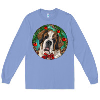 Colony Blue Christmas St. Bernard Long Sleeve Tee - RanaPortraitStore