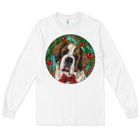 White Christmas St. Bernard Long Sleeve Tee - RanaPortraitStore