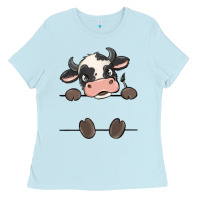 Baby Blue custom cow Ladies Tee - MaliasSmallBusiness