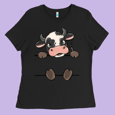 Custom Cow Ladies Tee Designed By Maliassmallbusiness