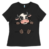 Black custom cow Ladies Tee - MaliasSmallBusiness