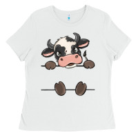 White custom cow Ladies Tee - MaliasSmallBusiness