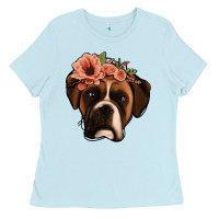 Baby Blue floral boxer Ladies Tee - Jasminsmagicworld